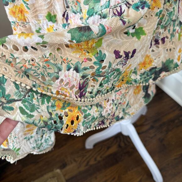 Alice+Olivia Crawford Floral Puff-Sleeve Minidress Est Sz 10/12 SEE DESCRIPTION - Picture 7 of 12